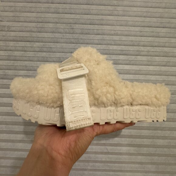 UGG Fluffita Shearling Platform Slippers – Cream | Size 8 | Gently Used - Picture 1 of 12